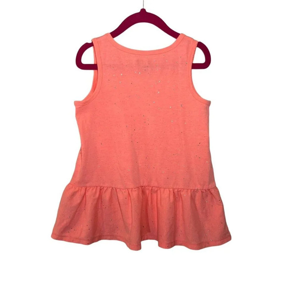 Cat & Jack Girls Orange Sparkle Glitter Peplum Tank Top Size Small 6 Sleeveless - Picture 2 of 4